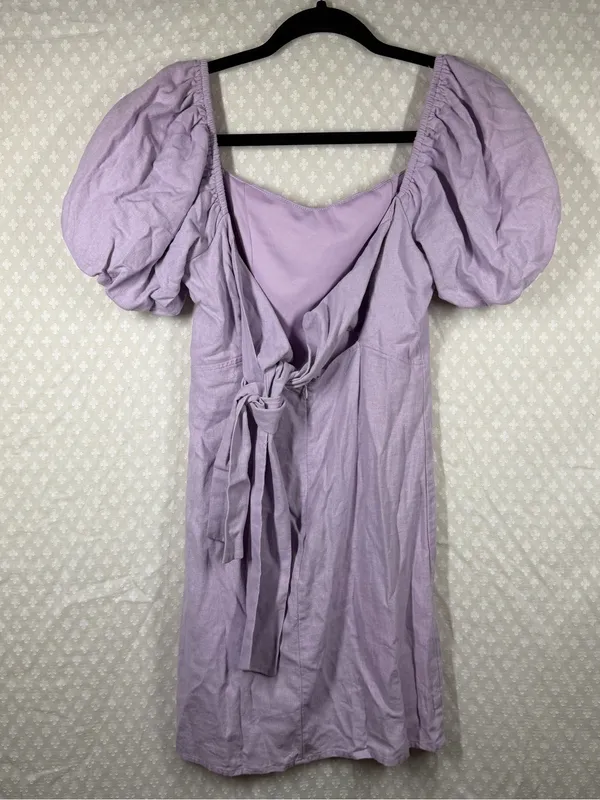 Altar’d State Light Purple Linen Blend‎ Puff Sleeve Dress - Image 5