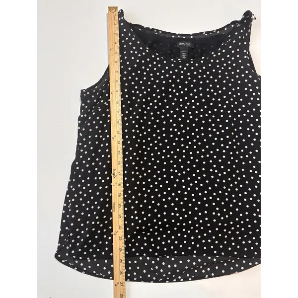 White House Black Market‎ Polka Dot Sleeveless Shell Top Black White Large - Image 4
