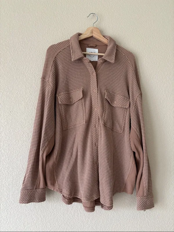 Aerie Waffle Knit Button-Front Shacket - Image 2