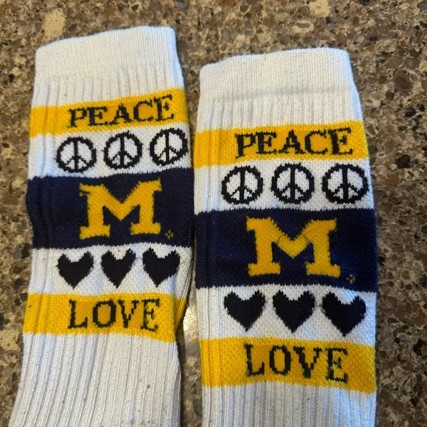Peace Love UofM crew socks - Image 3
