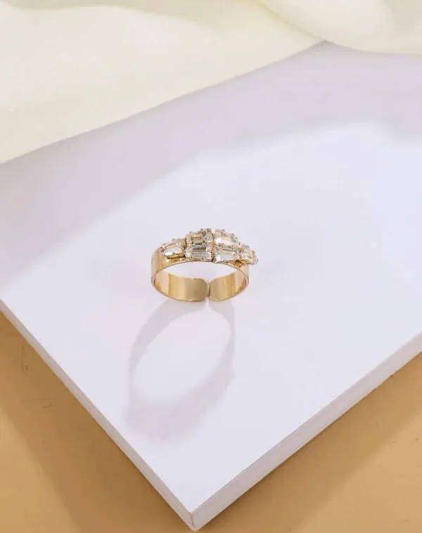 Stacked Crystal Gold Adjustable Ring - Image 3