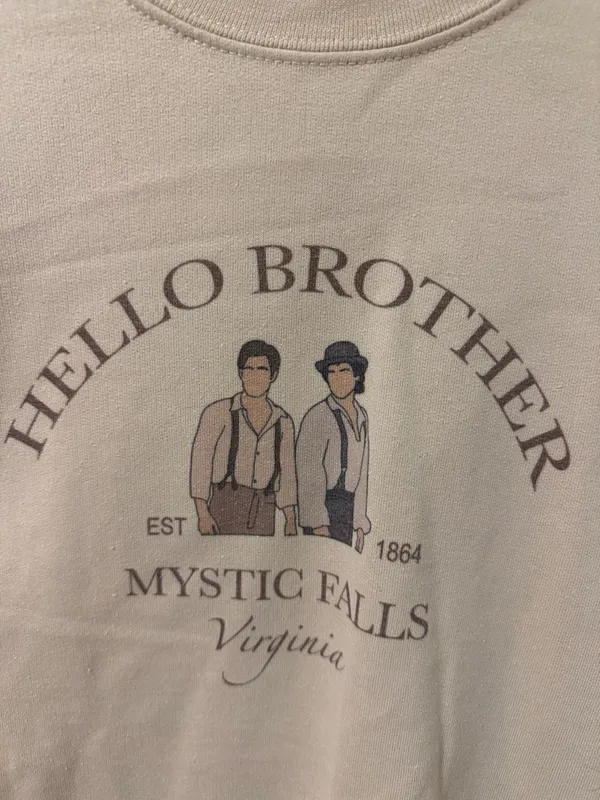 Gildan Vampire Diaries 'Hello Brother' Crewneck Salvatore Brothers sweatshirt S - Image 4
