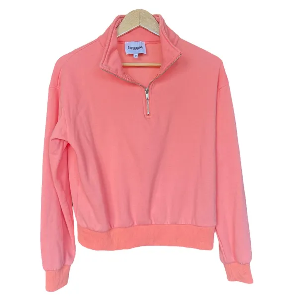 Superforme‎ Cropped Half Zip Sweatshirt Sz M Orange Size M - Image 3