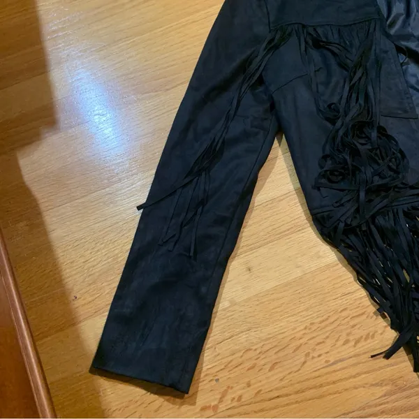 Forever 21 Boho Western Wear Hippie Fringe Cropped Jacket Black Women's Large - Image 3