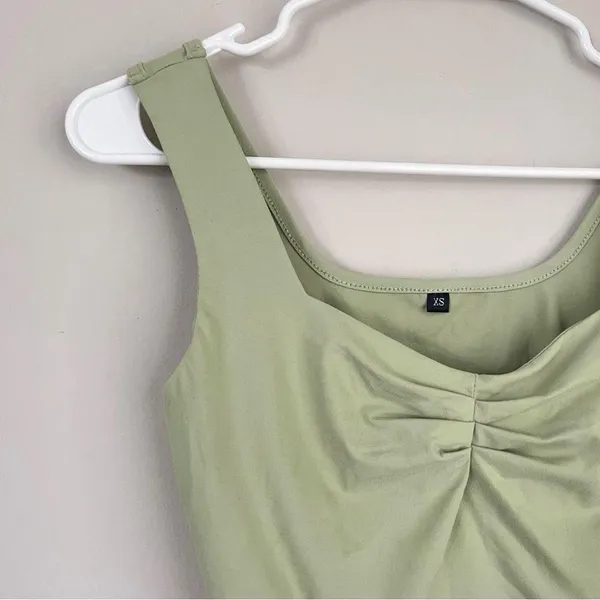 NWT Trendy Queen Green Ruched Cropped Tank Top Size XS - Image 3