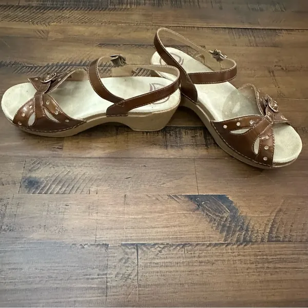 Dansko Brown Leather‎ Mary Jane Open Toe Platform Sandals Size 39 US 8.5-9 - Image 4