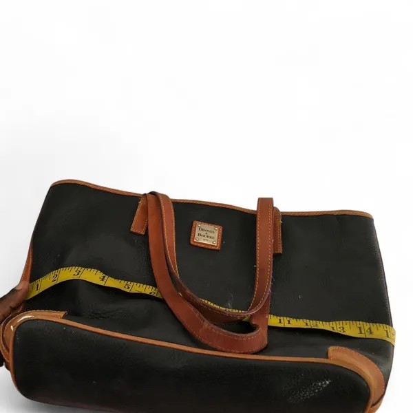 Dooney & Bourke Charleston Black Brown Leather Tote Satchel Shoulder Hand Bag Purse Vintage Measurement in pics - Image 5