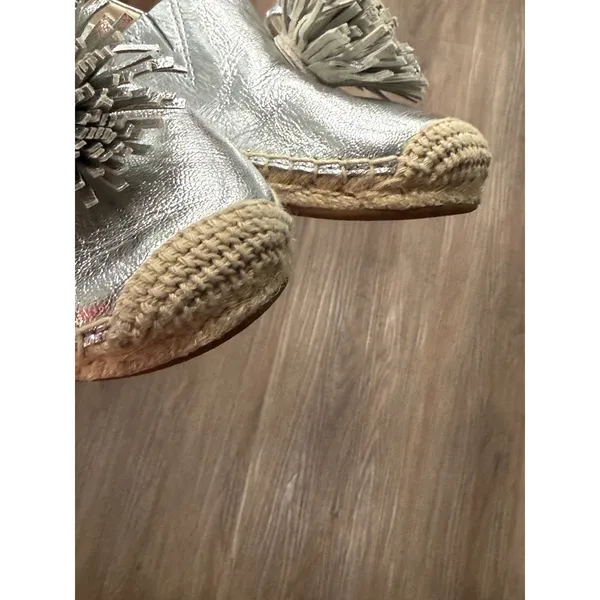 Michael Michael Kors Silver Metallic Leather‎ Tassel Espadrille Flats Mens 8 - Image 10