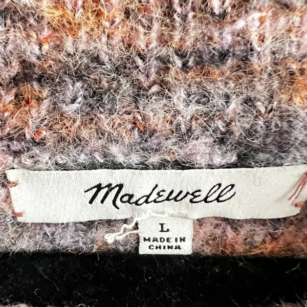 Madewell Space-Dyed Crop Pullover Sweater Size Large Multicolor Wool‎ Blend - Image 3