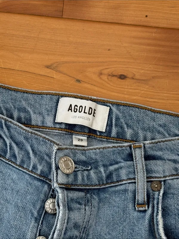 Agolde Light Wash Button-Fly Denim Jeans - Image 2