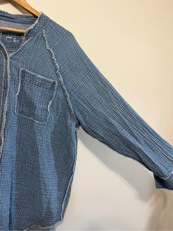 Aerie Gauzy Button Up Shirt Size Medium Oversized Beach Coverup - Image 5