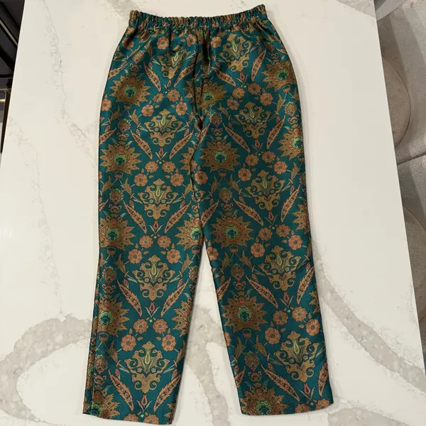 Maeve x Anthropologie Melyssa Floral Metallic Tapestry Trouser Pant Womens Small - Image 9