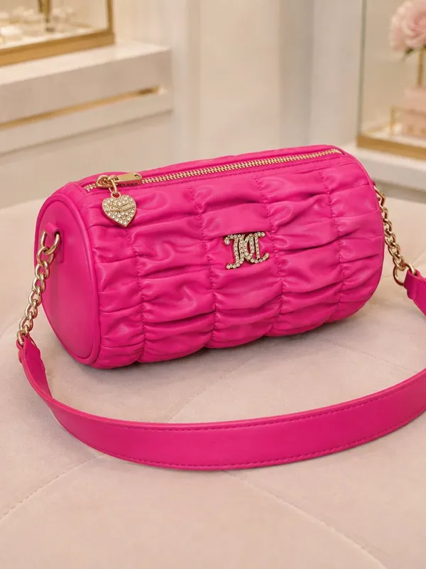 Juicy Couture Run the World Pink Flash Ruched Barrel Shoulder Bag NWT - Image 4