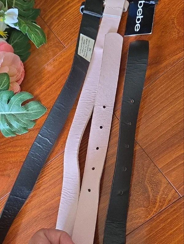 Bebe Double Pack Slim Belts in Black & Blush ** - Image 6