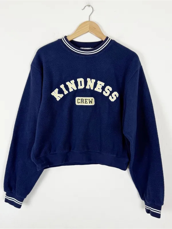 THE MAYFAIR GROUP kindness crewneck teddy fitted crewneck in blue - Image 4