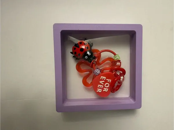 Cute Keychain Set - Red, Pink, Yellow, Green, Blue, Purple in a 3D Floating box! - Image 7