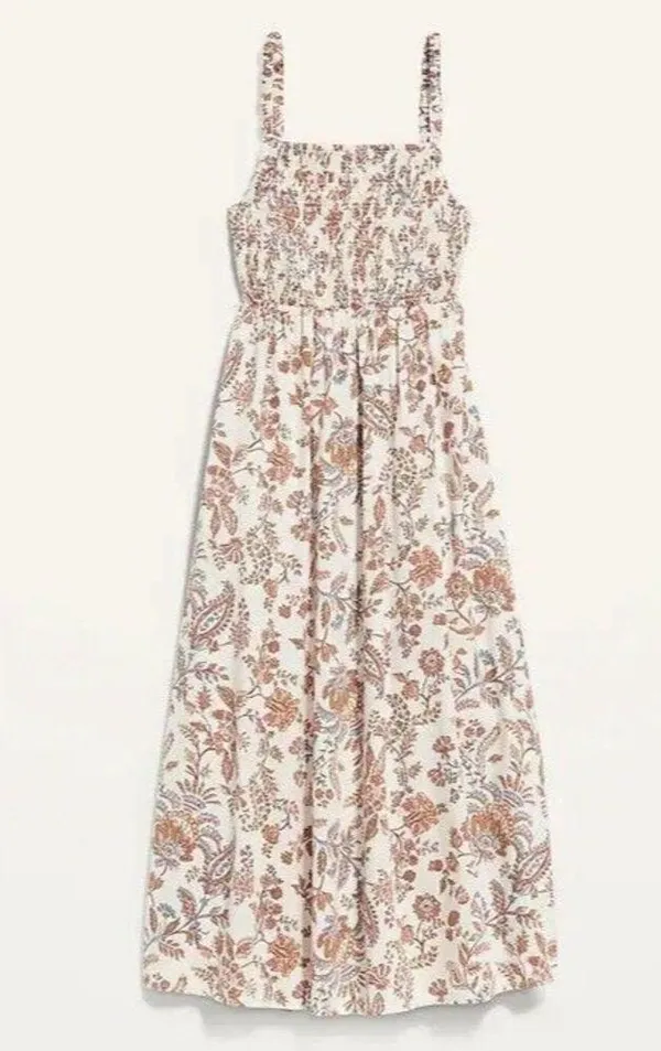 Old Navy Fit Flare Sleeveless Cotton-Poplin Smocked-Bodice Dress 2X Boho Beachy - Image 3