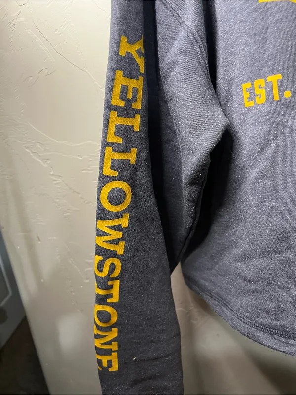 Wrangler x Yellowstone Dutton Ranch Cropped Graphic Hoodie Sweatshirt - Image 4