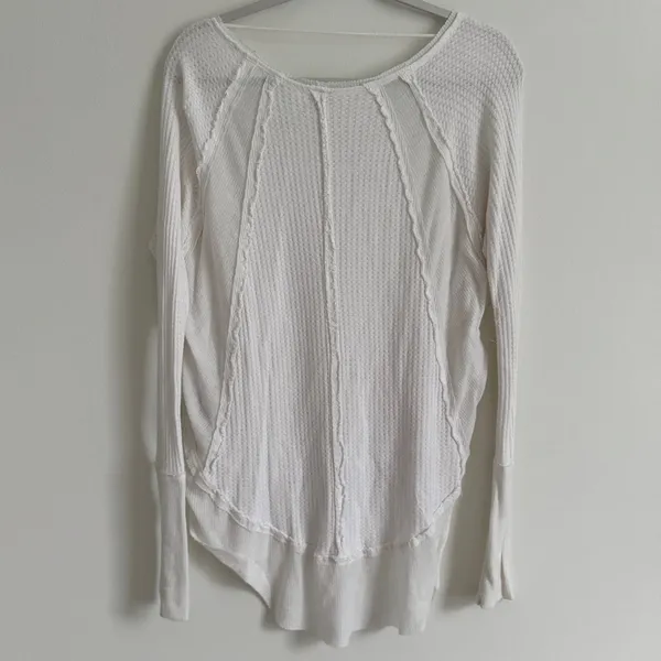 Free People We The Free Thermal Long Sleeve Top Size Small white Cochineal Knit - Image 6