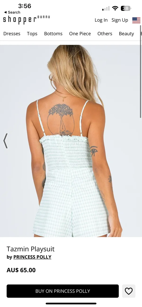 Princess Polly Green Plaid Romper - Image 4