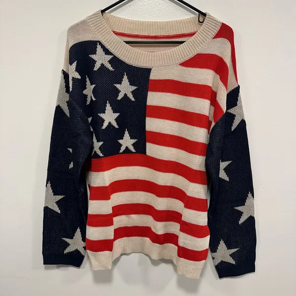 Umgee American flag Patriotic Stars and Stripes Sweater! Size XL! - Image 2