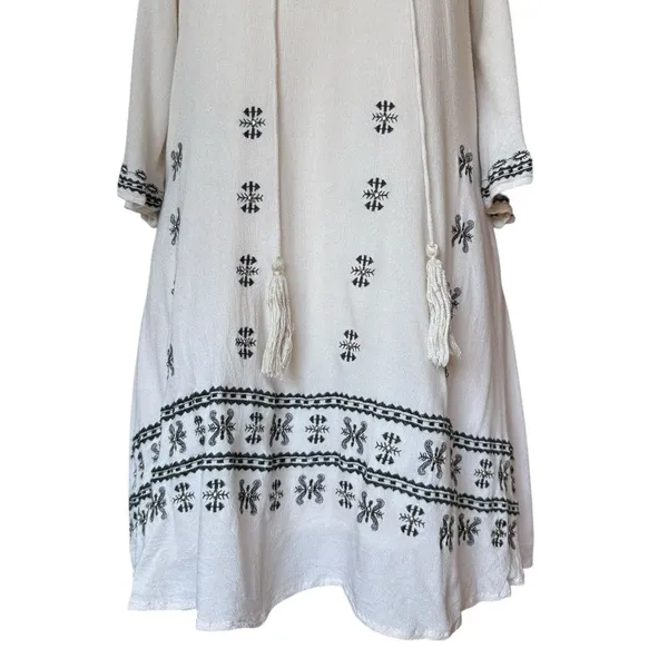 Lulus To the Sea Light Beige Embroidered Cold Shoulder Dress Womens Size Medium - Image 8