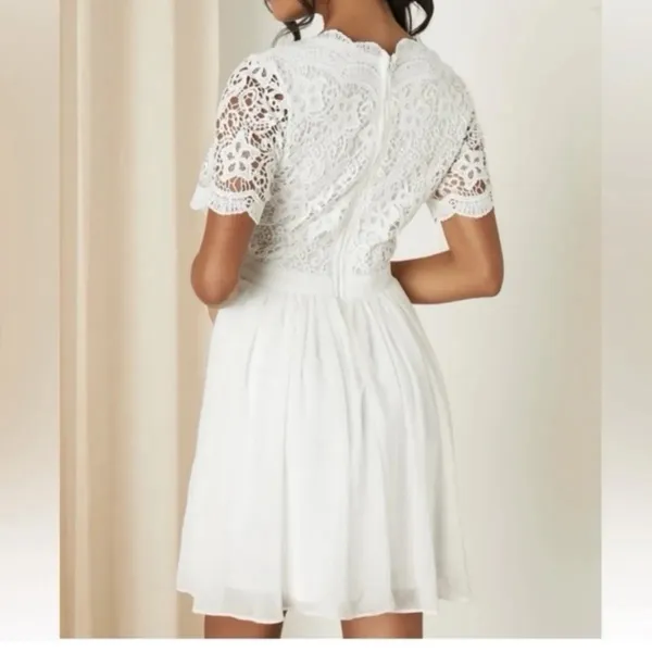 LuLus White Skater Dress V-Neck XL - Image 5