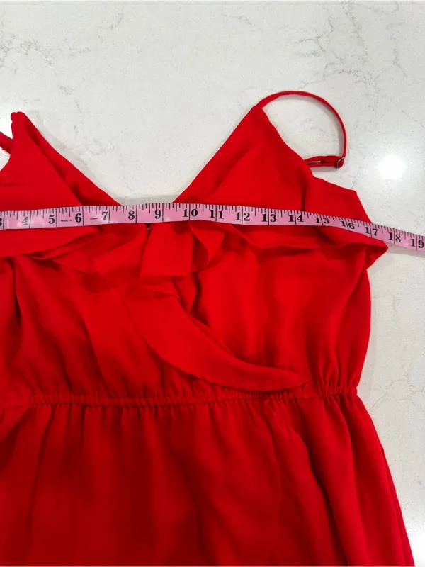 Japna Red Ruffle-Trim Mini Dress - Image 6