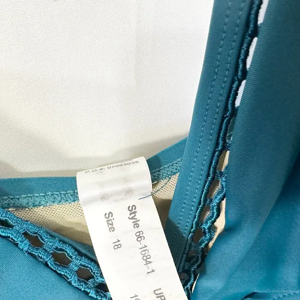 Swimsuits For All Plus‎ Size 18 One Piece Swimsuit Teal Blue Lattice Cut Out 353 - Image 11