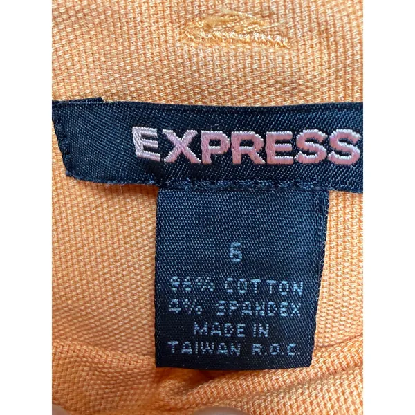 Express Orange Cotton Blend Zip Front Mini Skirt Size 6 Y2K‎ Bright Preppy - Image 3