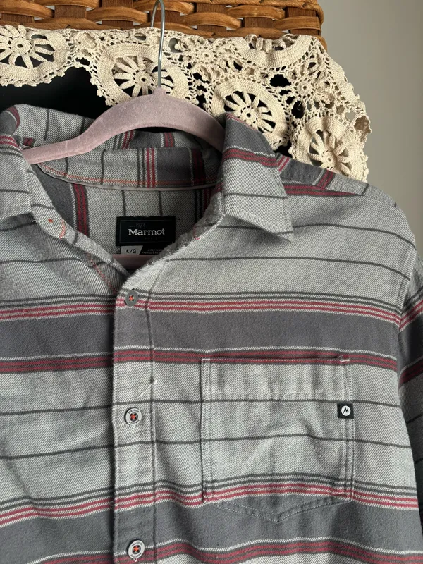 marmot cotton blend striped flannel shirt - Image 2