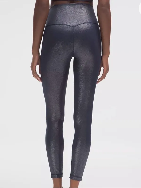 EUC Lululemon Align High-Rise Shimmer Leggings Luxe Shine Foil Navy Silver Sz. 4 - Image 2