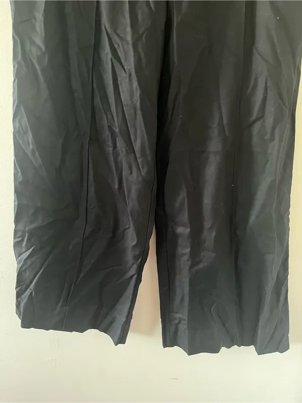 Loft Black Cotton Wide Leg Trouser Pants 12 Minimalist Capsule Office Coastal - Image 4