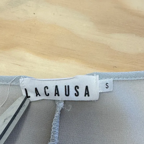 LACAUSA Grey Sleeveless Dropped Waist Midi Dress Semi Sheer Size Small‎ LA310151 - Image 7