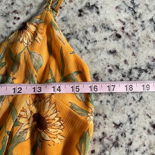 LC Lauren Conrad Sunflower Midi Dress Womens Medium Yellow Boho Tiered Ruffle - Image 8