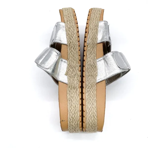 Olivia Miller Womens 8 Slide Sandal Silver Metallic Espadrille‎ Platform Summer - Image 4