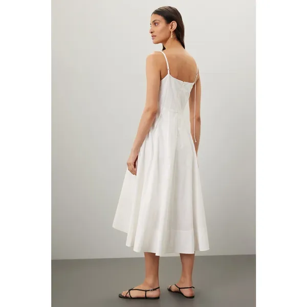 DUNST Women's White Flattering V-Neckline Skirt Flowy A-Line Maxi Dress Size XS - Image 2