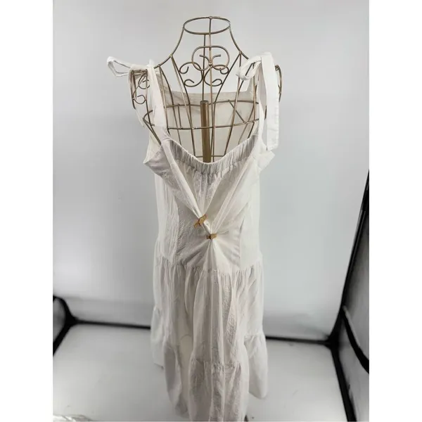 Haute Hippie Style White Bow Tie Strap Long Dress Boho Women’s XL - Image 9