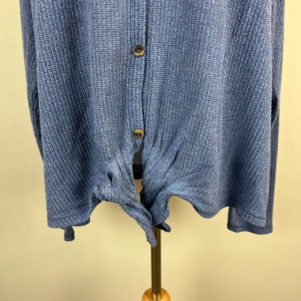 American Eagle Top Womens XL‎ Blue Knit Tie Front Button Up Long Sleeve V-Neck - Image 12