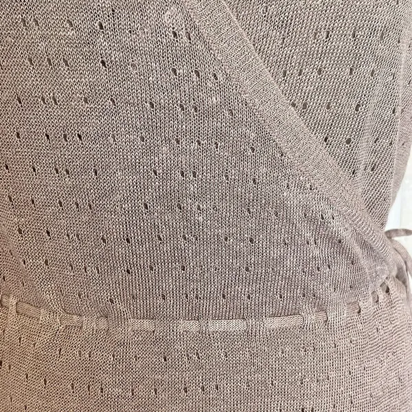 Banana Republic Women Knit Top Crochet Boho Neutral Lace Trim Surplice Wrap XS - Image 7