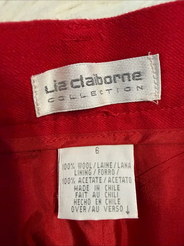 Liz Claiborne Red Women’s 100% Wool Dress Trousers - Classic Pleated Front - Image 4