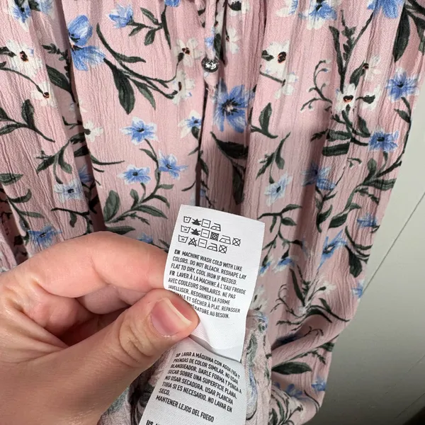 American Eagle Pink Floral Peasant Prairie Tiered Puff Sleeve Milkmaid Dress S - Image 6
