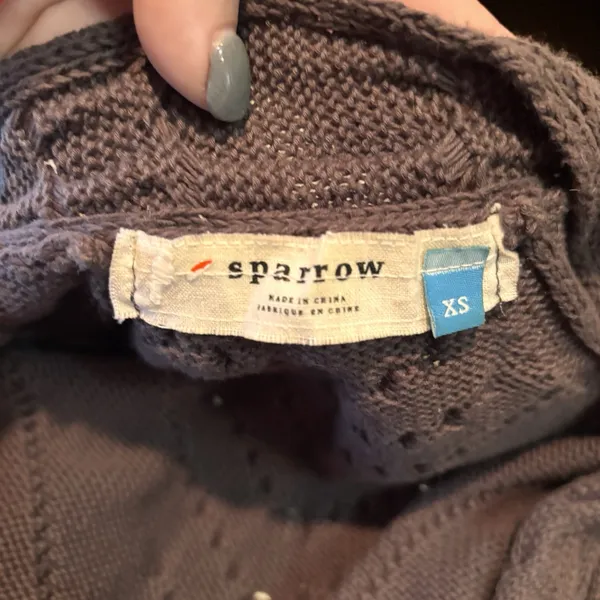 Sparrow Anthropologie Gray Cable Knit Open Front Cardigan Long Sleeve Womens XS‎ - Image 4