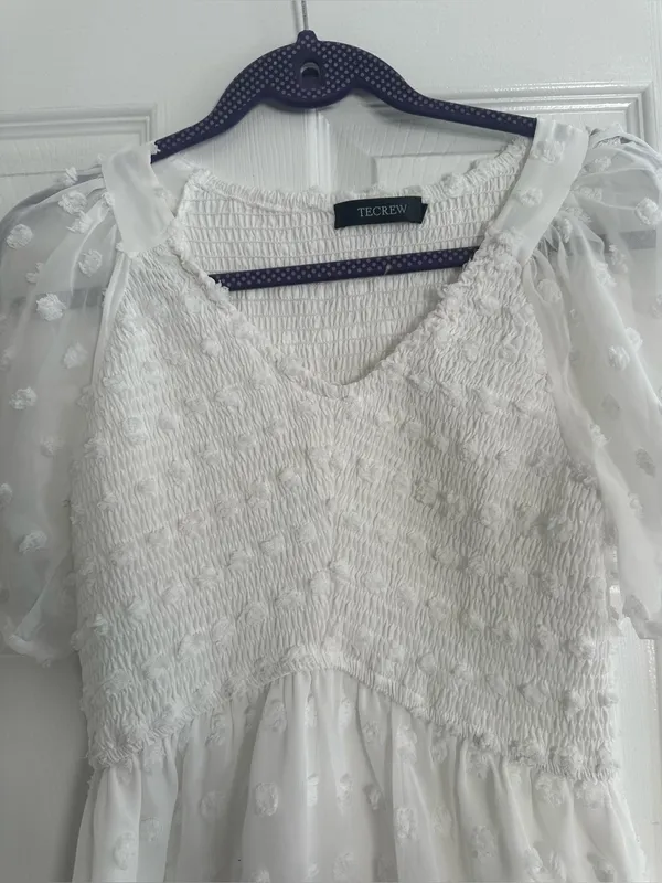 White Bridal Wedding event Smocked Bodice Women’s Mini Dress nwot size small - Image 4