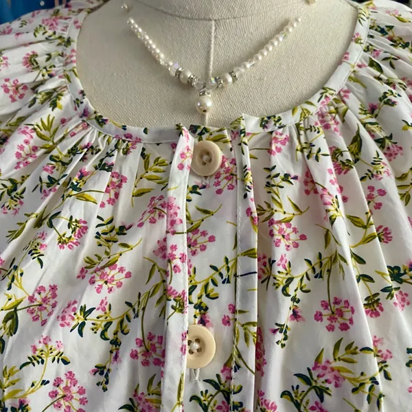 J.Crew Tie-Sleeve Button-Front Cotton Poplin Blouse Meadow Floral Cottagecore M - Image 5