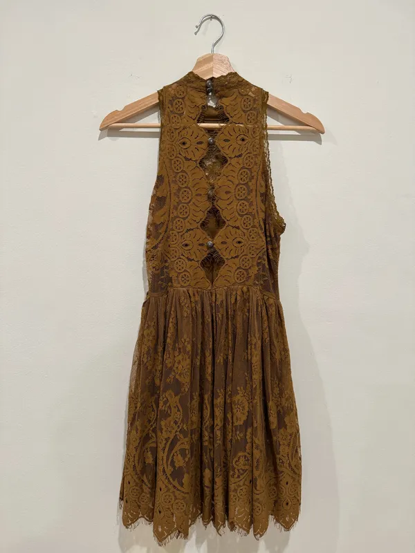 Free People Lace Mini Dress – Rust Brown - Image 5