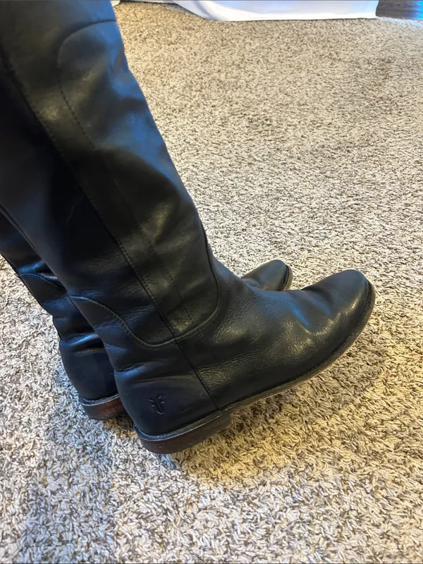 FRYE genuine leather tall black riding boots western ladies size 8.5 B Paige - Image 5
