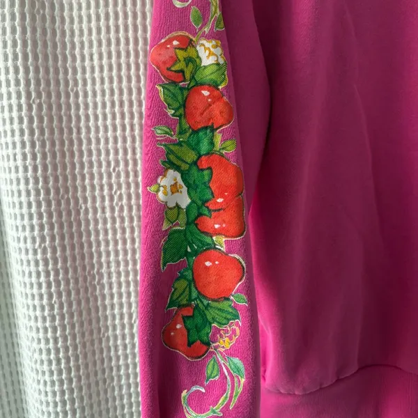 Strawberry Shortcake and Friends pink oversize crewneck fleece lined sweatshirt - Image 2