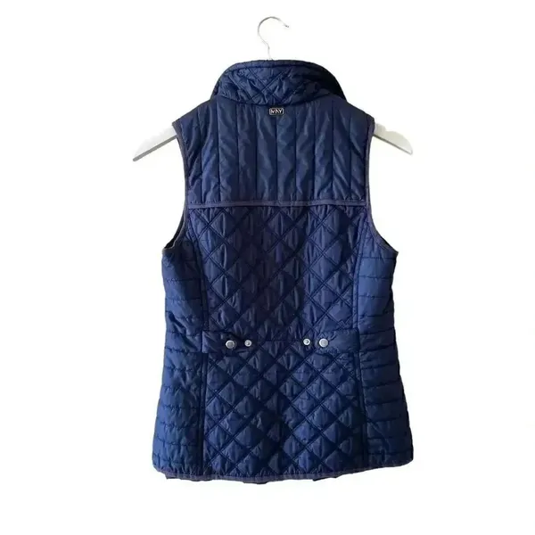 Marc New York Womens Medium M Quilted Sleeveless Vest Blue Full Zip SZ XS - Image 5