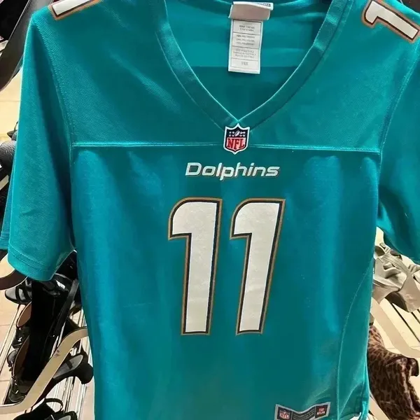 NWOT Women's Nike DeVante Parker 11 Aqua Miami Dolphins New 2018 Game Jersey M - Image 5